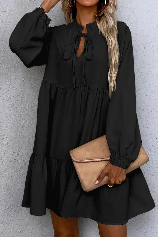 Black Tie Ruffle Dress