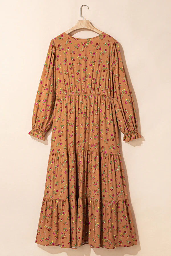 Brown Floral Plus Size Maxi