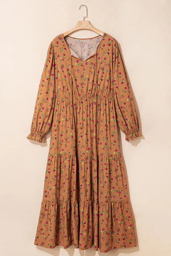 Brown Floral Plus Size Maxi