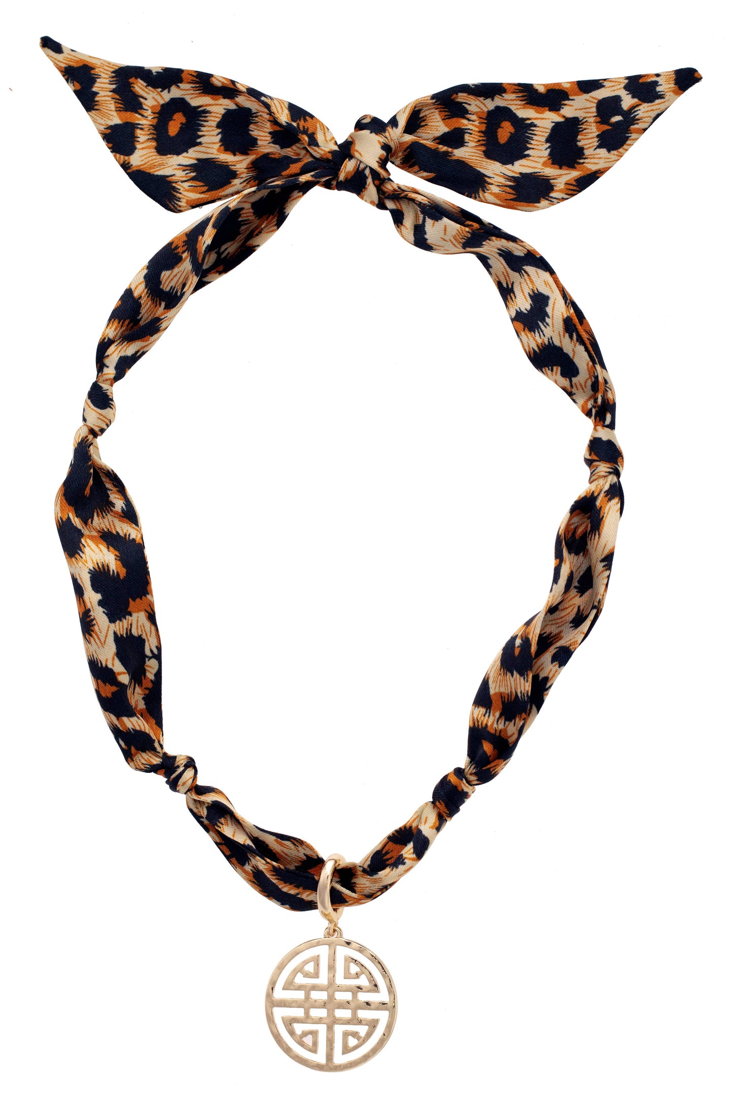 Key Scarf Necklace in Leopard