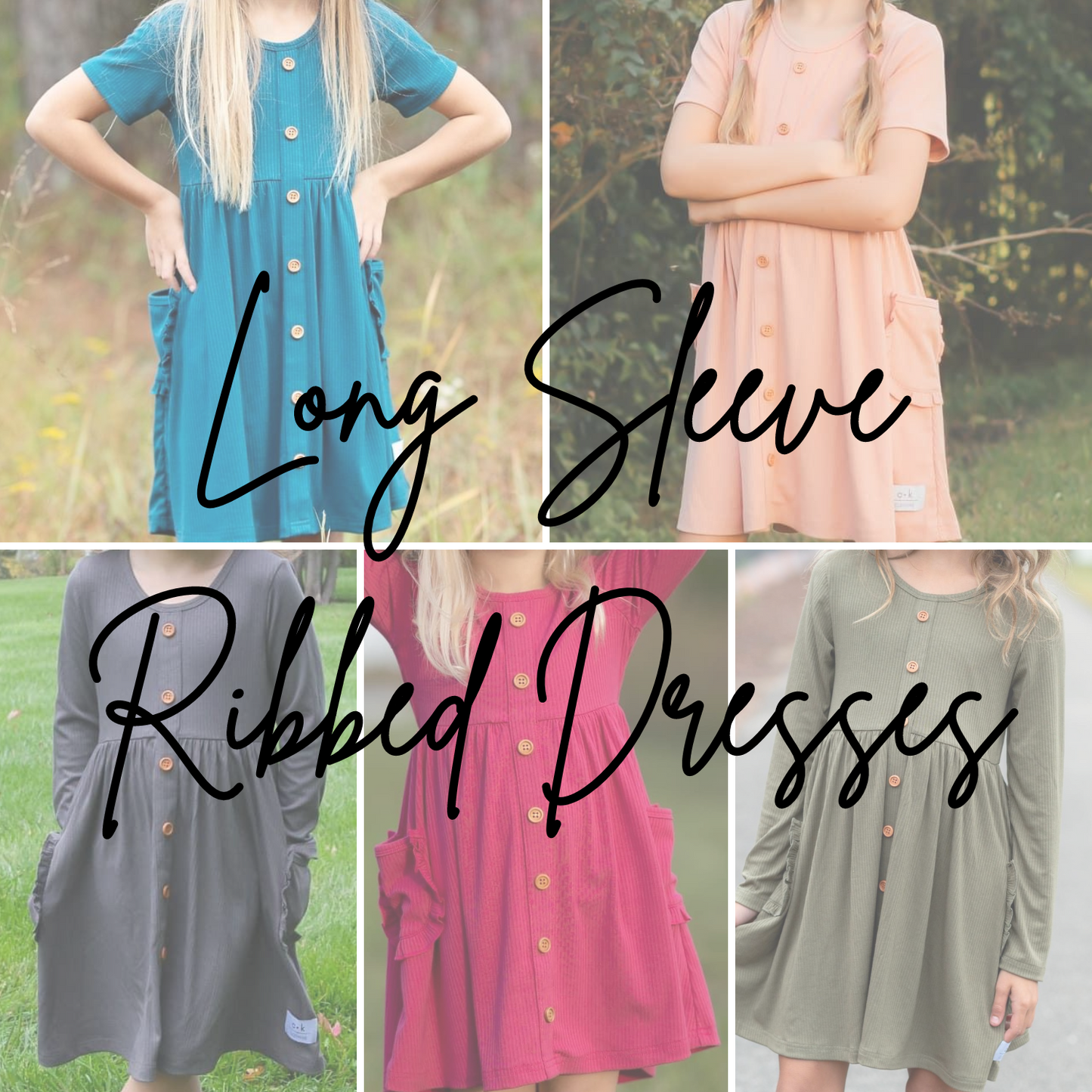 LONG SLEEVE BASIC RIBBED DRESSES - EXTRAS