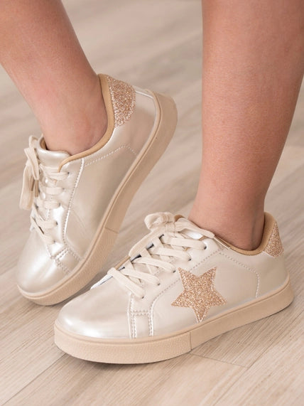 Girls' Sparkle Star Sneaker - Metallic Gold