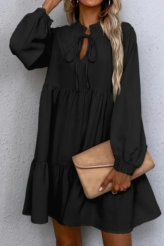 Black Tie Ruffle Dress