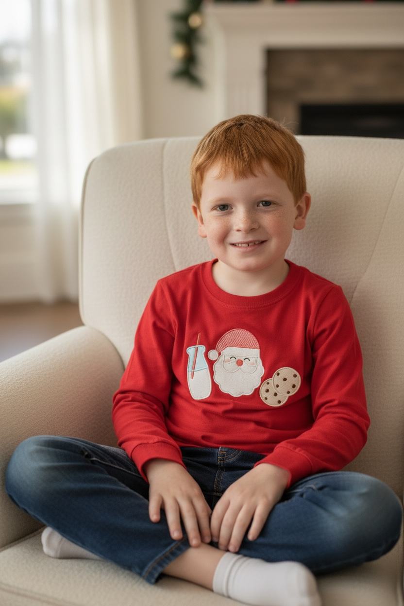 Boys Milk and Cookies Christmas Shirt