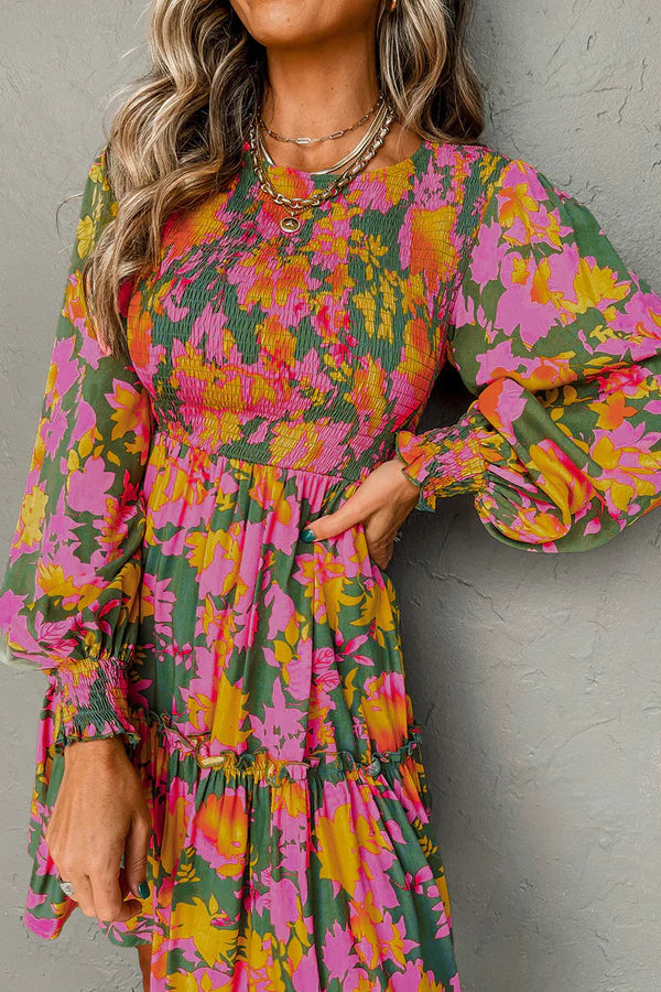 Floral Print Smocked Dress
