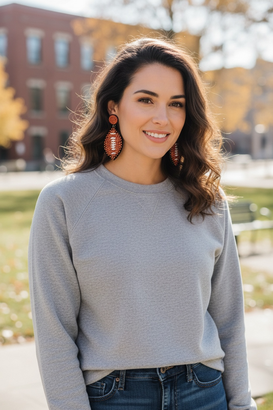 Beaded Football Earrings