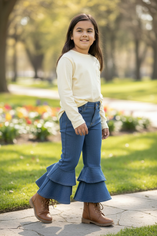 Double Ruffle Denim Bells