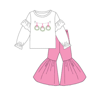 Christmas Bow embroidered outfit