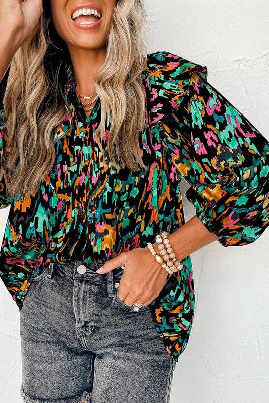 Black Abstract Blouse
