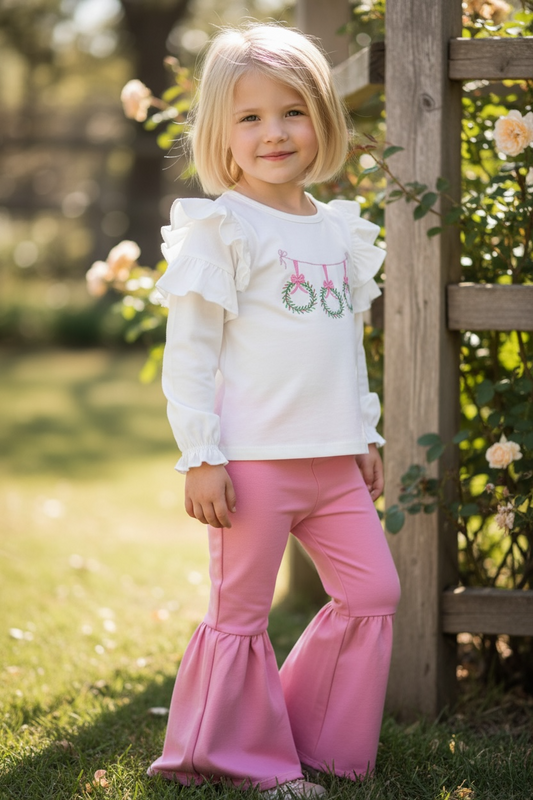 Christmas Bow embroidered outfit